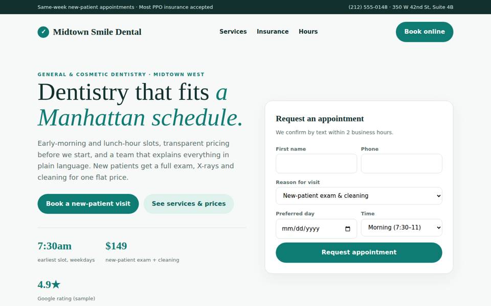 Midtown Smile Dental demo site